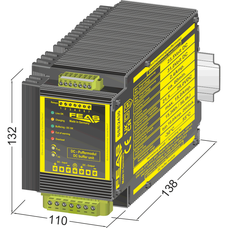 Dc Buffeck Module Buffer module SSE2430 | DC UPS with supercaps | 24V 10A | FEAS GmbH